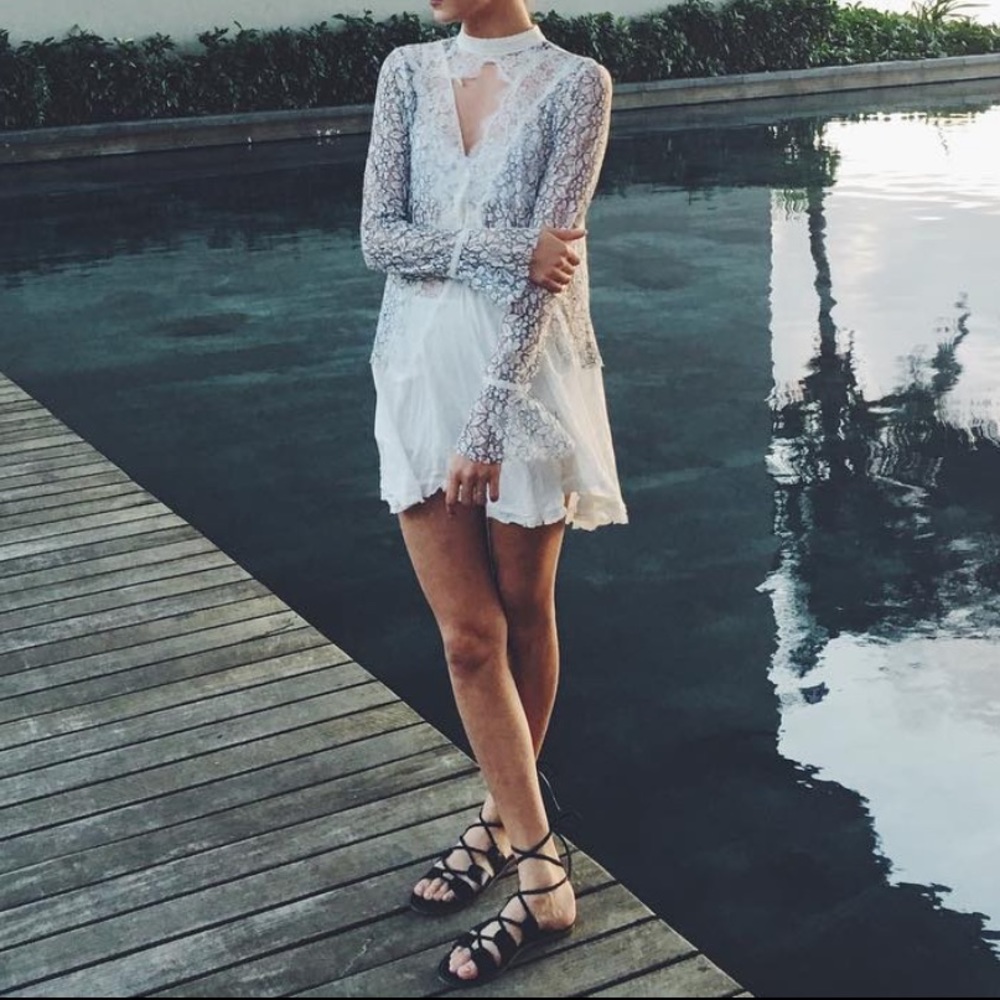 Free people tell tale lace long sleeve tunic